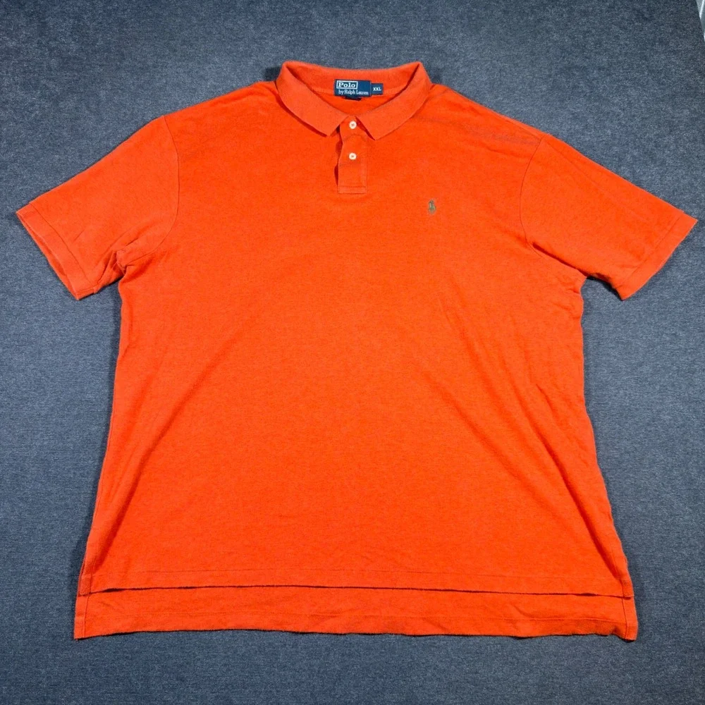 Polo Ralph Lauren Polo Shirt Mens XXL Orange Short Sleeve Cotton Pique Pony Logo